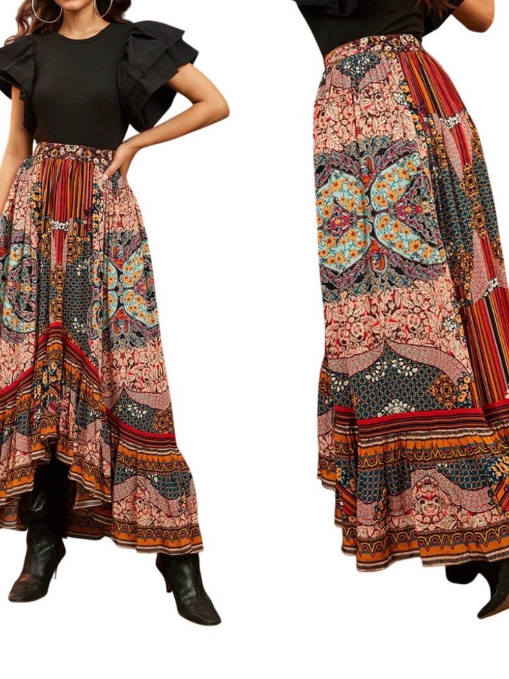 Anthropologie Bhanuni by Jyoti Allaire Beaded High Low Skirt Sz 4 NWT - Picture 1 of 7